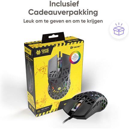 Gaming muis met RGB LED verlichting en 6 knoppen 7200 DPI