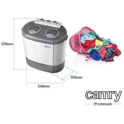 2de kansje Camry CR 8052 camping mini wasmachine met dubbele trommel met 3Kg was en 1Kg centrifuge capaciteit