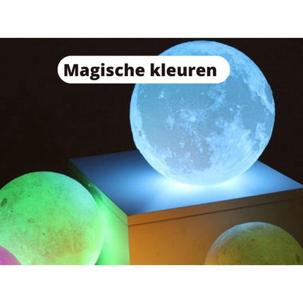 Maanlamp - Lamp - Nachtlamp Maan - Oplaadbaar - 16 kleuren LED - Dimbaar - D14cm