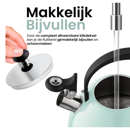 2de kansje Florina Brillo fluitketel RVS mint groen 2.5 Liter