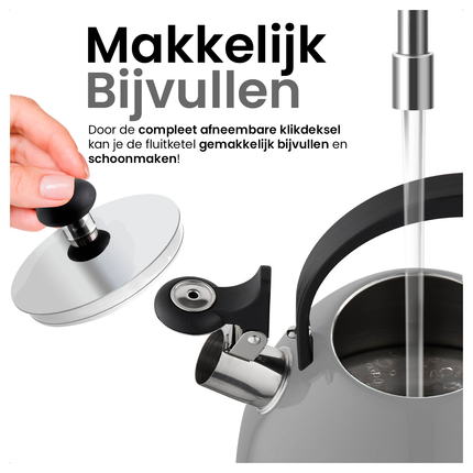 2de kansje Florina Brillo fluitketel RVS donkergrijs 2.5 Liter
