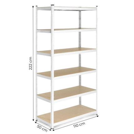 ModernHome Opbergrek 222×110×50 cm – Gegalvaniseerd Staal – 6 Verstelbare Planken – 1050 kg Draagvermogen