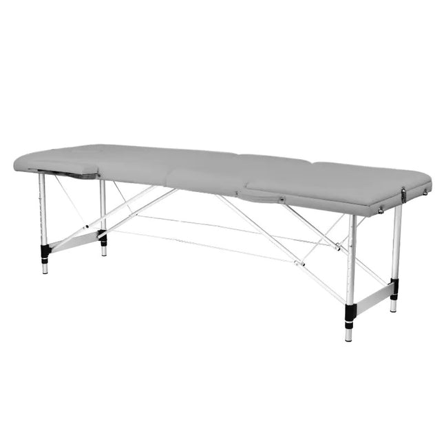 Aluminium Lichtgewicht Massagetafel Inklapbaar met 3 Zones Grijs - Inclusief Draagtas - Behandeltafel In Hoogte Verstelbaar - Behandelbank