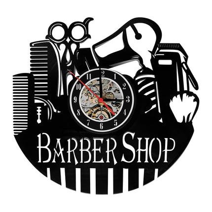 Activeshop Decoratieve Wandklok Barbershop Kapsalon Vintage Zwart - Decoratie
