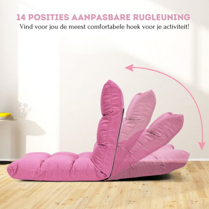 Trendmix Vloerstoel Met 14 Standen Verstelbare Rugleuning Gamingstoel Meditatiestoel Roze - Hoge Veerkracht Spons - Max Belasting 120 kg