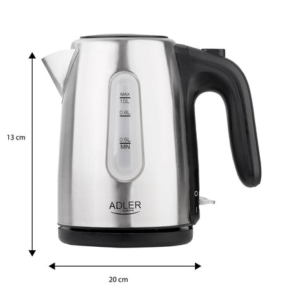 Adler AD 1273 Kleine waterkoker 1 Liter 1200W – RVS Waterkoker – Compact – Inox