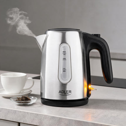 Adler AD 1273 Kleine waterkoker 1 Liter 1200W – RVS Waterkoker – Compact – Inox
