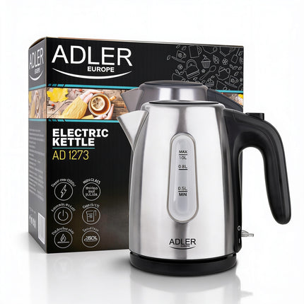 Adler AD 1273 Kleine waterkoker 1 Liter 1200W – RVS Waterkoker – Compact – Inox