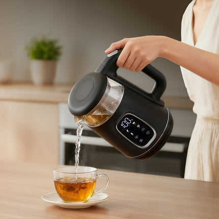 Adler AD 1305 BS Waterkoker met Temperatuurregeling 1,7 Liter – 2200W – Warmhoudfunctie – Zwart/Zilver
