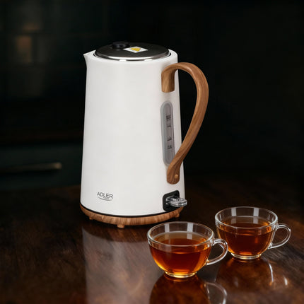 Waterkoker 1,7 Liter 2200W – RVS – STRIX Beveiliging – Wit