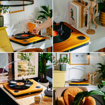 Platenspeler met Speakers & Bluetooth – Vinyl Speler met USB – 33/45/78 Toeren – Hout