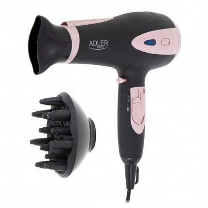 Adler AD 2248 Föhn 2200W met Diffuser – Ionische Haardroger – 3 Temperaturen – Zwart