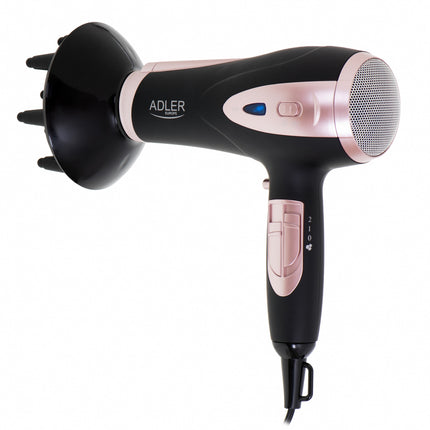 Adler AD 2248 Föhn 2200W met Diffuser – Ionische Haardroger – 3 Temperaturen – Zwart