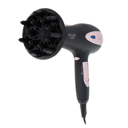 Adler AD 2248 Föhn 2200W met Diffuser – Ionische Haardroger – 3 Temperaturen – Zwart