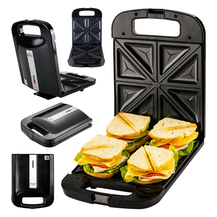 Adler AD 3055 XL Tosti IJzer voor 4 Tosti's – 2000W – Groot Tosti Apparaat – Anti-aanbaklaag