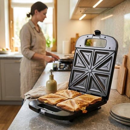 Adler AD 3055 XL Tosti IJzer voor 4 Tosti's – 2000W – Groot Tosti Apparaat – Anti-aanbaklaag