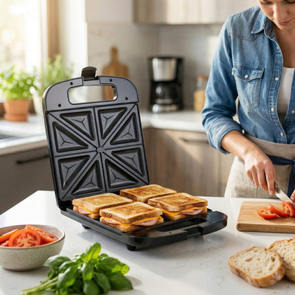 Adler AD 3055 XL Tosti IJzer voor 4 Tosti's – 2000W – Groot Tosti Apparaat – Anti-aanbaklaag