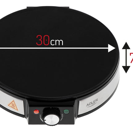 Adler Pannenkoekenmaker 30 cm 1600W – Elektrische Crêpe Maker – Regelbare Temperatuur