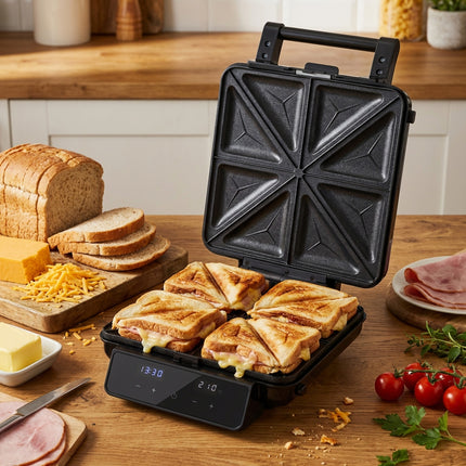 Adler AD 3096 Tosti IJzer 4-in-1 2200W – Contactgrill, Wafelijzer & Sandwichmaker – Verwisselbare Platen