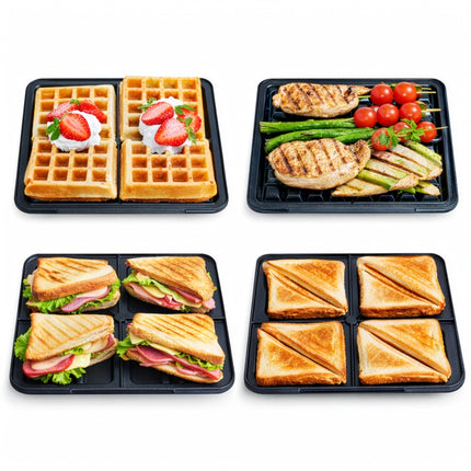 Adler AD 3096 Tosti IJzer 4-in-1 2200W – Contactgrill, Wafelijzer & Sandwichmaker – Verwisselbare Platen