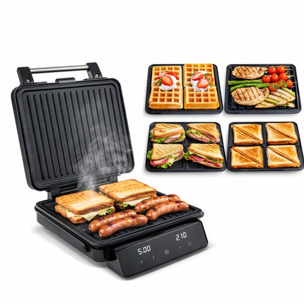 Adler AD 3096 Tosti IJzer 4-in-1 2200W – Contactgrill, Wafelijzer & Sandwichmaker – Verwisselbare Platen