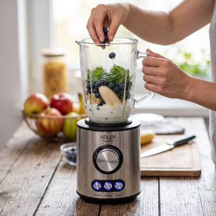 Adler AD 4078 Blender 1,5L – Blender met Glazen Kan – 1700W – Smoothie, Ice Crush & Pulse