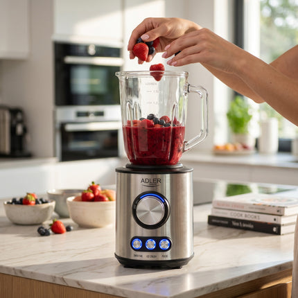 Adler AD 4078 Blender 1,5L – Blender met Glazen Kan – 1700W – Smoothie, Ice Crush & Pulse