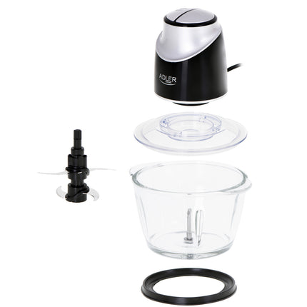 Adler AD 4082 Hakmolen 1,2 Liter 550W – Elektrische Groentehakker met Glazen Kom – 4 RVS Messen