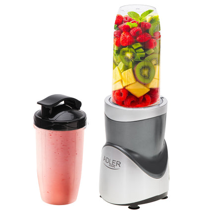 Adler AD 4084 Blender 1200W met 4 Bekers – Smoothie Blender To Go – IJscrusher – Zilver