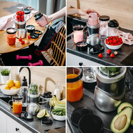 Adler AD 4084 Blender 1200W met 4 Bekers – Smoothie Blender To Go – IJscrusher – Zilver