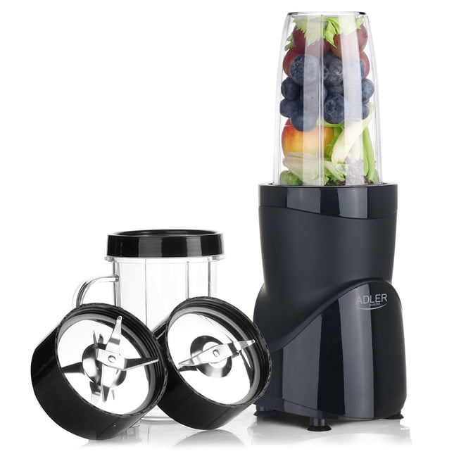 Adler AD 4084B Blender 1200W met 4 Bekers – Smoothie Blender To Go – Smoothie Maker – IJscrusher – Zwart