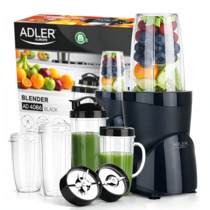 Blender 1200W met 4 Bekers – Smoothie Blender To Go – Smoothie Maker – IJscrusher – Zwart