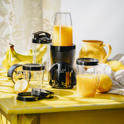 Blender 1200W met 4 Bekers – Smoothie Blender To Go – Smoothie Maker – IJscrusher – Zwart