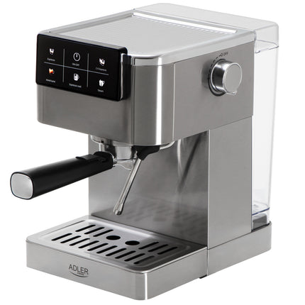 Adler Espressomachine 20 Bar 1350W – Pistonmachine met Melkopschuimer – Thermoblock – RVS