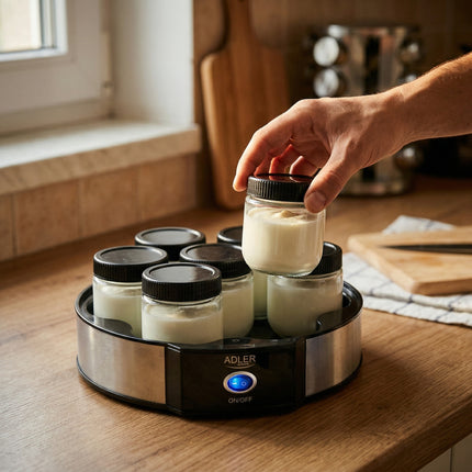 Adler AD 4476 Yoghurtmaker – Yoghurtmachine met 7 Glazen Potjes van 200 ml – 1,4 Liter
