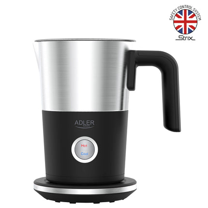 Adler AD 4497 Elektrische Melkopschuimer 300 ml – Warm & Koud – Melkverwarmer – Zwart/RVS