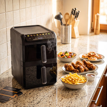 Dubbele Airfryer XXL 10 Liter met 2 Lades – 4L + 6L – 2700W – Kijkvenster – Zwart