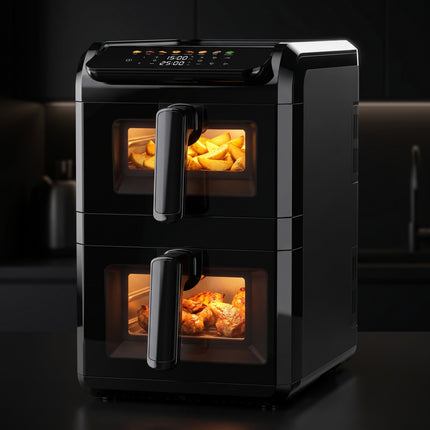 Dubbele Airfryer XXL 10 Liter met 2 Lades – 4L + 6L – 2700W – Kijkvenster – Zwart