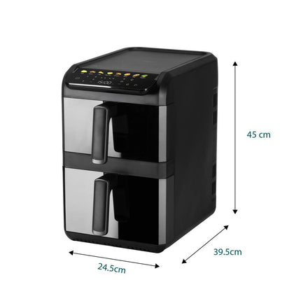 Dubbele Airfryer XXL 10 Liter met 2 Lades – 4L + 6L – 2700W – Kijkvenster – Zwart