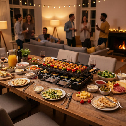 Adler AD 6616 Gourmetstel 8 Personen 1400W – Raclette Grill met 8 Pannetjes – Omkeerbare Grillplaat