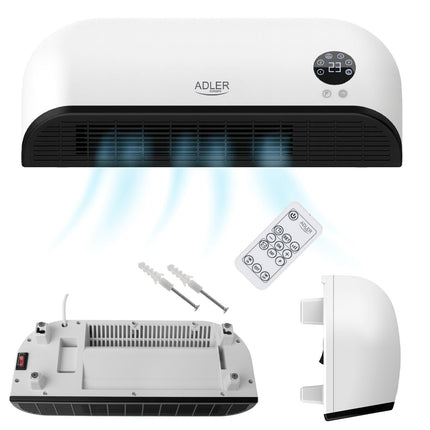 Adler AD 7751 Elektrische Wandkachel 2000W – Keramische Kachel met Afstandsbediening – Timer – Wit