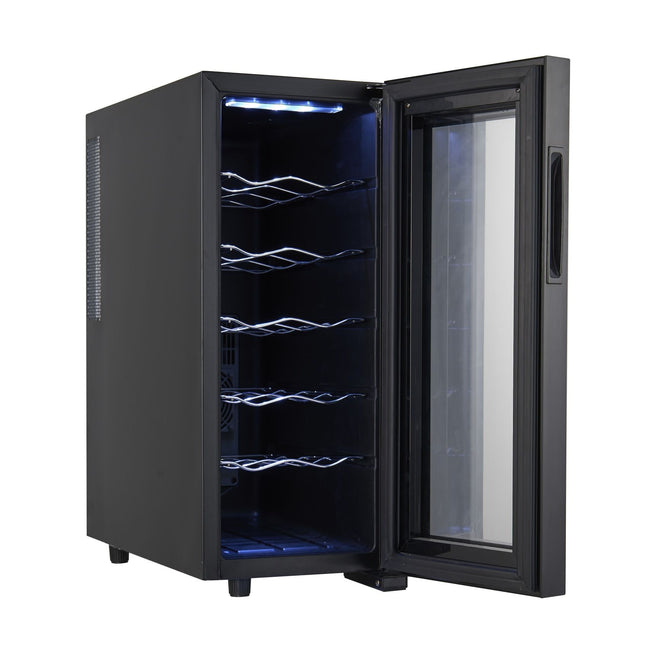 Adler AD 8083 Wijnkoelkast 12 Flessen – Wijnkoeler 33 Liter – 12-18°C – Glazen Deur – Zwart