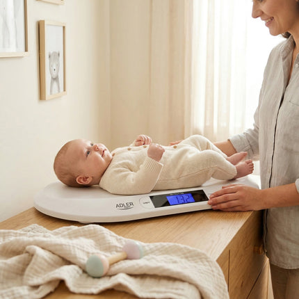 Adler AD 8139 Babyweegschaal – Digitale Weegschaal Baby tot 20 kg – Nauwkeurig per 10 g – HOLD & Tarra