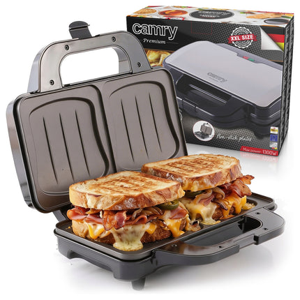 Camry CR 3054 Tosti Apparaat XL – Tosti IJzer voor 2 Grote Tosti's – 1300W – Antiaanbaklaag
