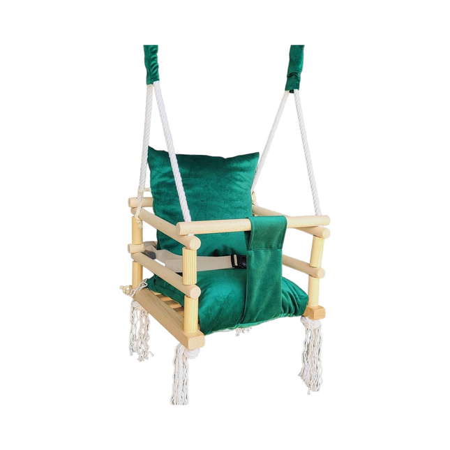 Luxe houten 3 in 1 groene meegroei baby schommel en Kinder schommel – Baby swing – Schommel die meegroeit met je kindje - Schommelstoel - Schommels - Handgemaakt
