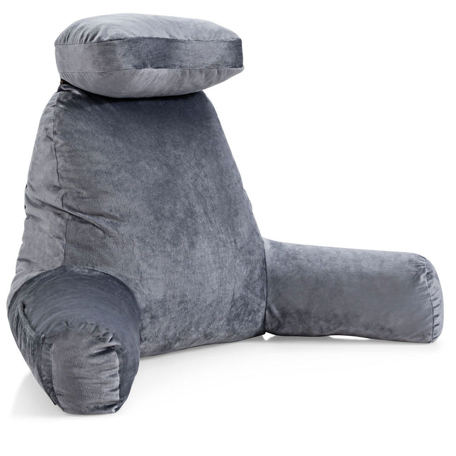 Trendmix XXL Leeskussen Met Nekrol Grijs - Bookseat - Meditatiekussen - Ontspanningskussen met afneembare hoes - Relaxkussen - Zitkussen - Voor In Bed - Ondersteuningskussen