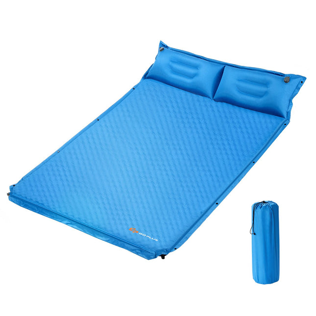 Trendmix 2 Persoons Zelfopblazende Slaapmat Met Kussens 187 x 131 x 4cm - Campingmat - Camping matras - Blauw