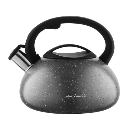 Florina Lava fluitketel RVS zwart / grijs 2.5 Liter - ook geschikt voor inductie