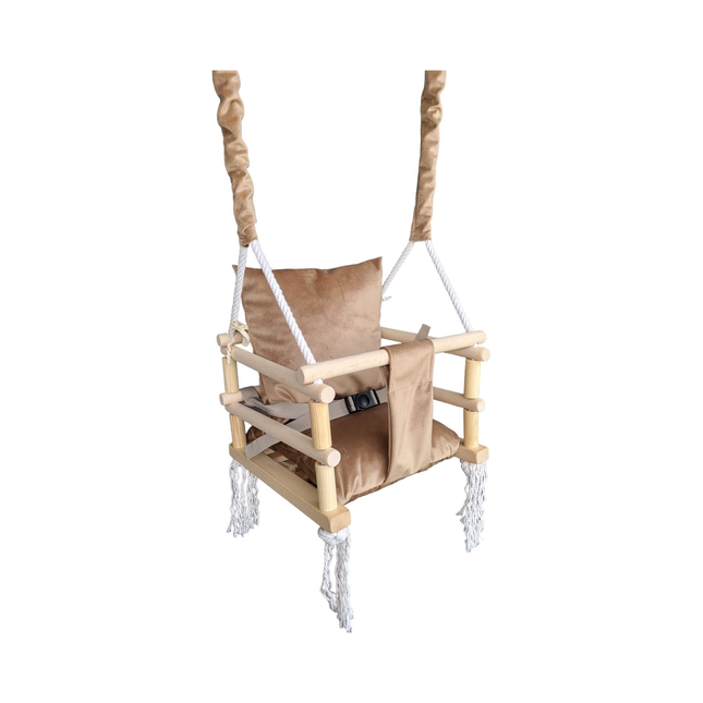 Luxe houten 3 in 1 beige bruine meegroei baby schommel en Kinder schommel – Baby swing – Schommel die meegroeit met je kindje - Schommelstoel - Schommels - Handgemaakt