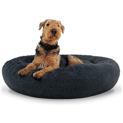 Hondenmand of Kattenmand Pluche Kussen Bed Maat L 80cm - Donkergrijs - Geschikt Voor Een Grote Hond of Kat Tot 25 kg